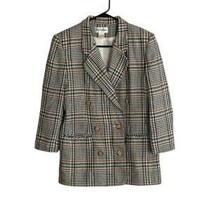 Vintage Norton McNaughton Blazer Sz 6 Wool Plaid Double Breasted Jacket